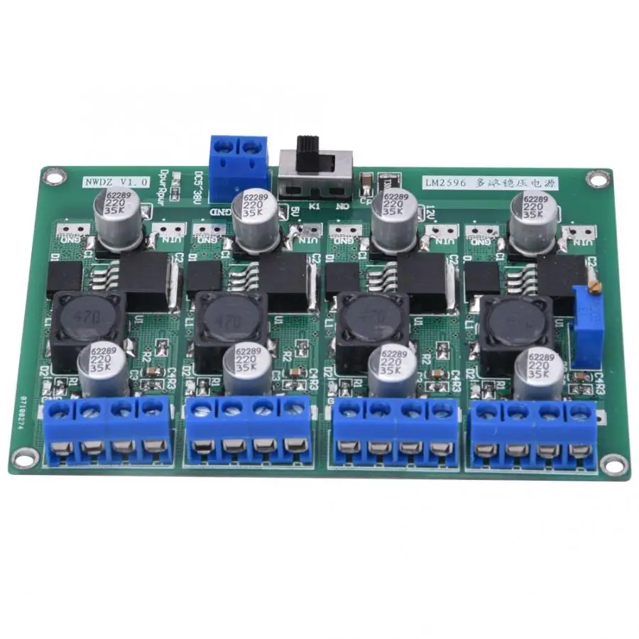 LM2596 4 независимый канал 3,3 V/5 V/12 V/Регулируемый Модуль преобразователя источника питания