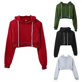 

Fashion Women Hoodie Sweatshirts Jumper Women Sport Pullover Hooded Tops Sweatershirt Short top Coat Female Clothes