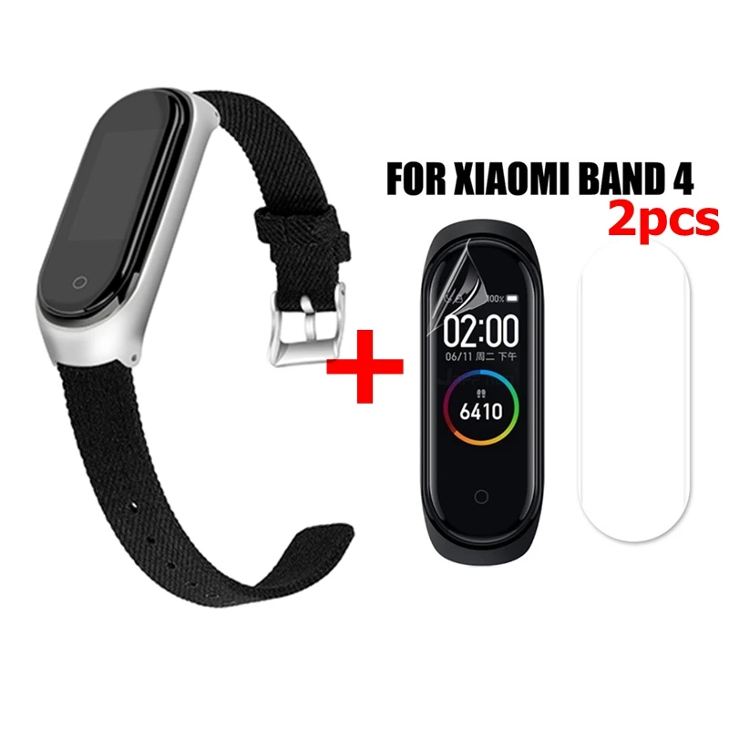 08 Браслет mi Band 4, металлический, нержавеющая сталь+ холст, универсальный, для Xiaomi mi, ремешок 3/4, браслет mi Band 4, напульсники mi band 4 - Цвет: 08