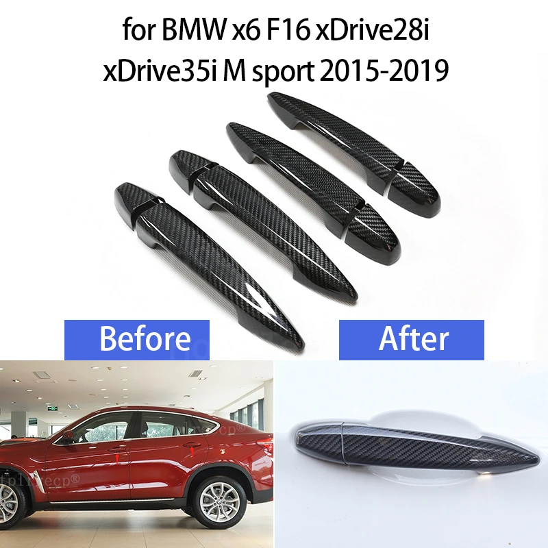 

Carbon Fiber Exterior Door Handle Cover Trim Sticker for BMW X6 F16 XDrive28i XDrive35i M Sport 2015-2019 Car Accessories