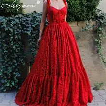 Leeymon элегантное красное кружевное вечернее платье на бретелях вечерние халат de soiree длинное платье