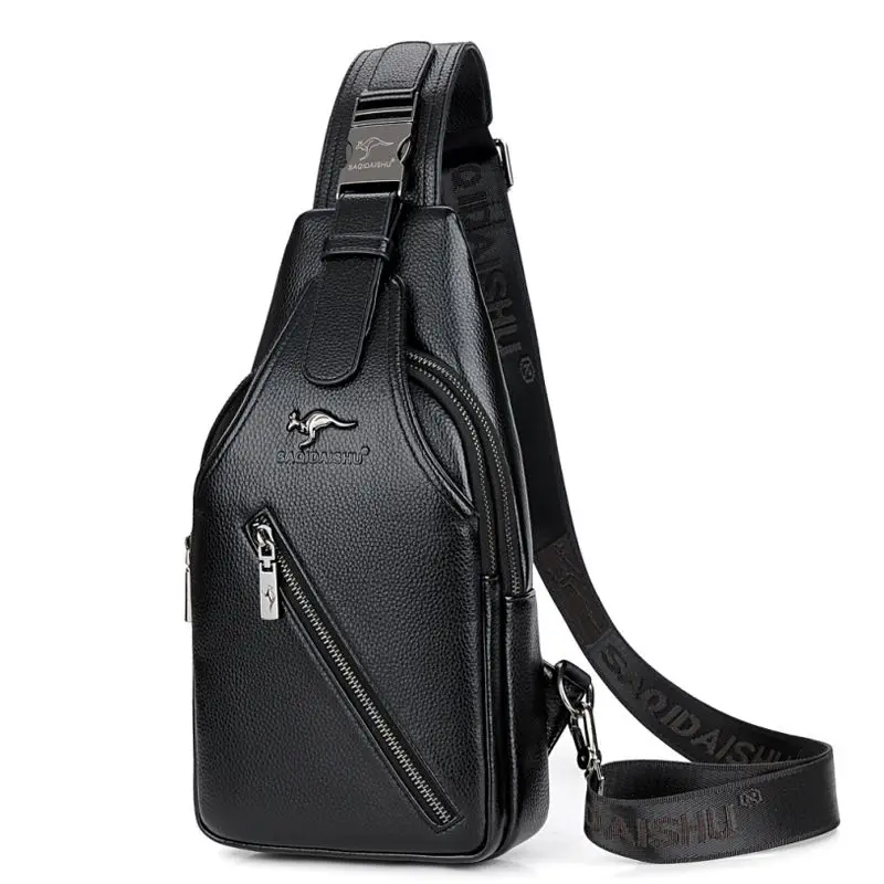 Weysfor 2021 Kangaroo Messenger Bag Men Leather Chest Bag Vintage Sling Bag Male Chest Pack Travel Casual Crossbody Shoulder Bag