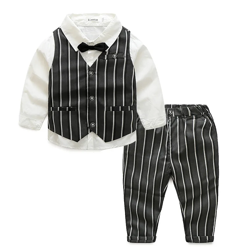 

Boys Suits Shirt+vest+pants Kids Clothes 3 Pcs Set High Quality Childrens Clothing Roupas Infantis Menino Host Dress Promotion
