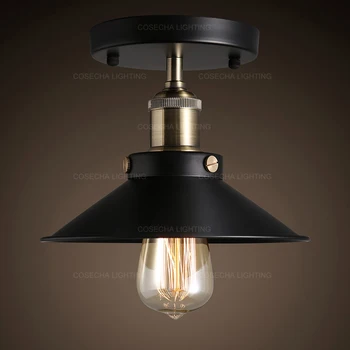 

Hallway Mini ceiling light black E27 small ceiling lamp in corridor semi flush mount american style french light balcony fixture