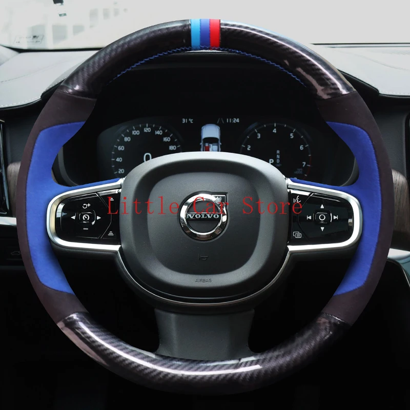 

Sew DIY Leather Carbon Fiber Steering Wheel Cover For Volvo xc60 S60L XC90 XC40 V60 V30 V40 Accessories