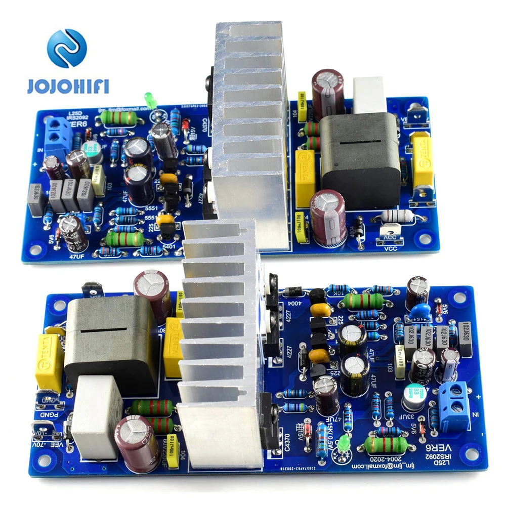 One Pair 2pcs Boards L25D 250W *2 8 Ohm IRAUDAMP9 IRS2092S + IRFB4227 Class D Digital Power AMP Amplifier Finished Board 2pcs 15000uf 63v 35x50mm jccon 105 ℃ new audio power amplifier power supply board horn capacitor