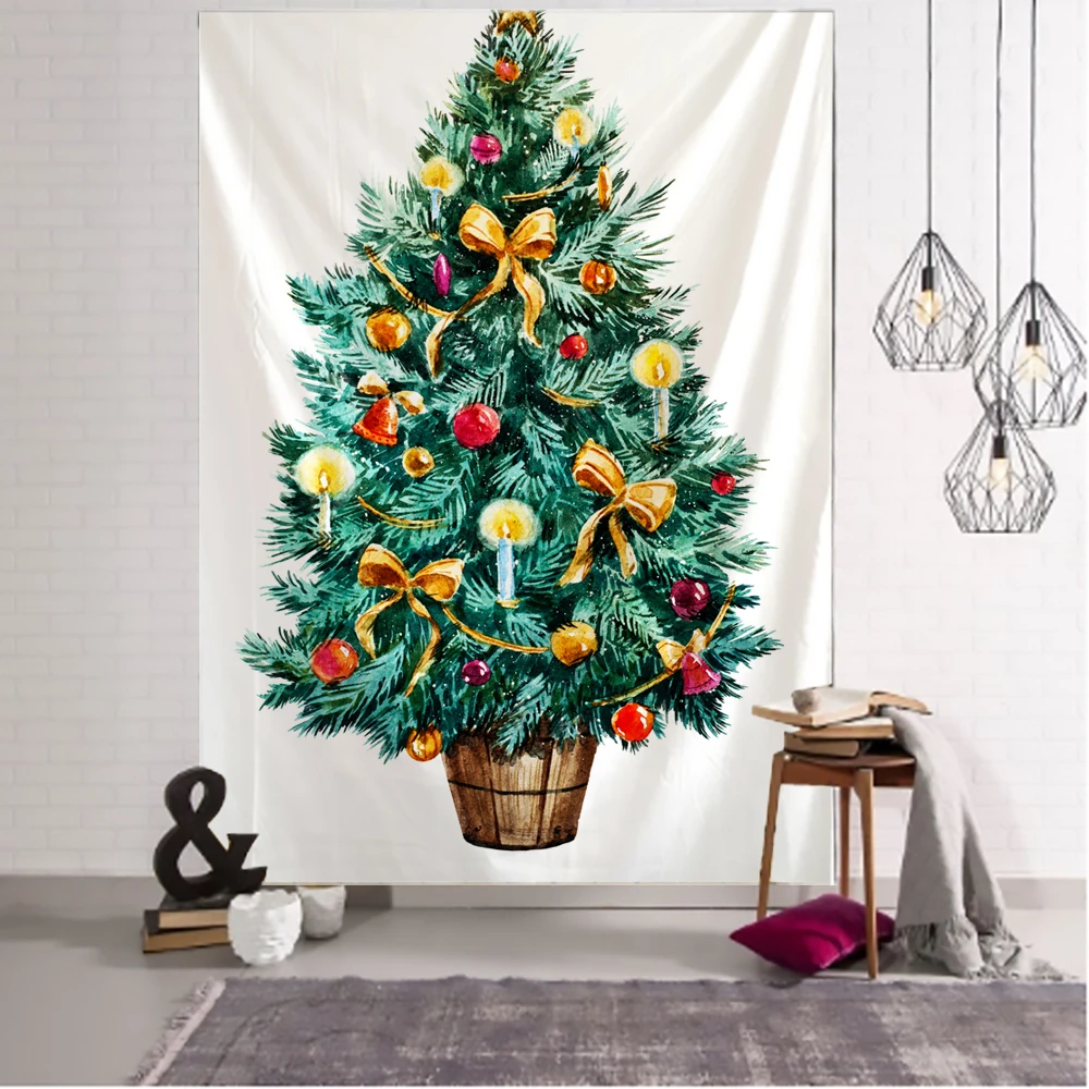 New Year Christmas Tree Tapestry Wall Hanging Carpet Xmas Home Decor Yoga Pad Bedspread Beach Mat Gift Woven tapestry decor