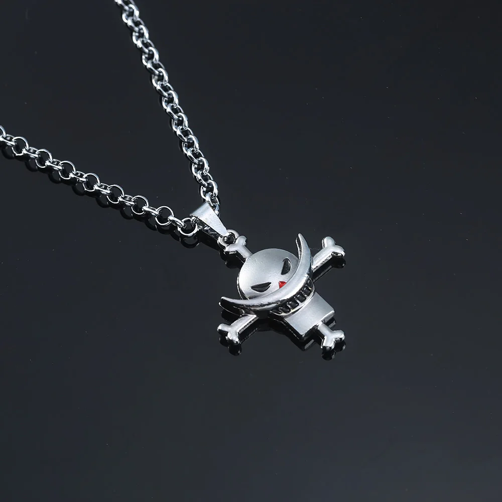 Anime One Piece Metal Necklace Luffy Ace Pirate Skull Hat Pendant Chain Choker Man Cartoon Necklaces Charm Jewelry Collar Gift