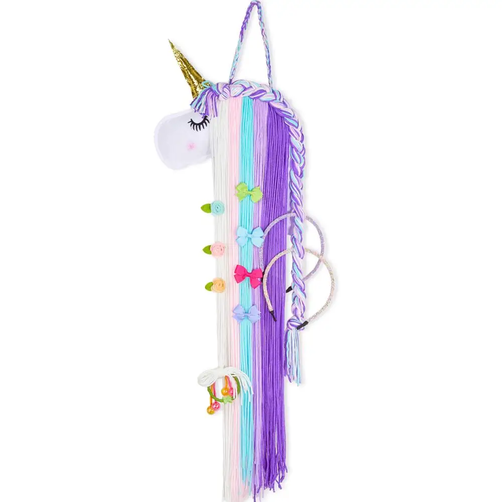 Fioday New Unicorn Hanging Storage Belt for Girls Hair Clips Barrette Hairband Organizer Strip Hold