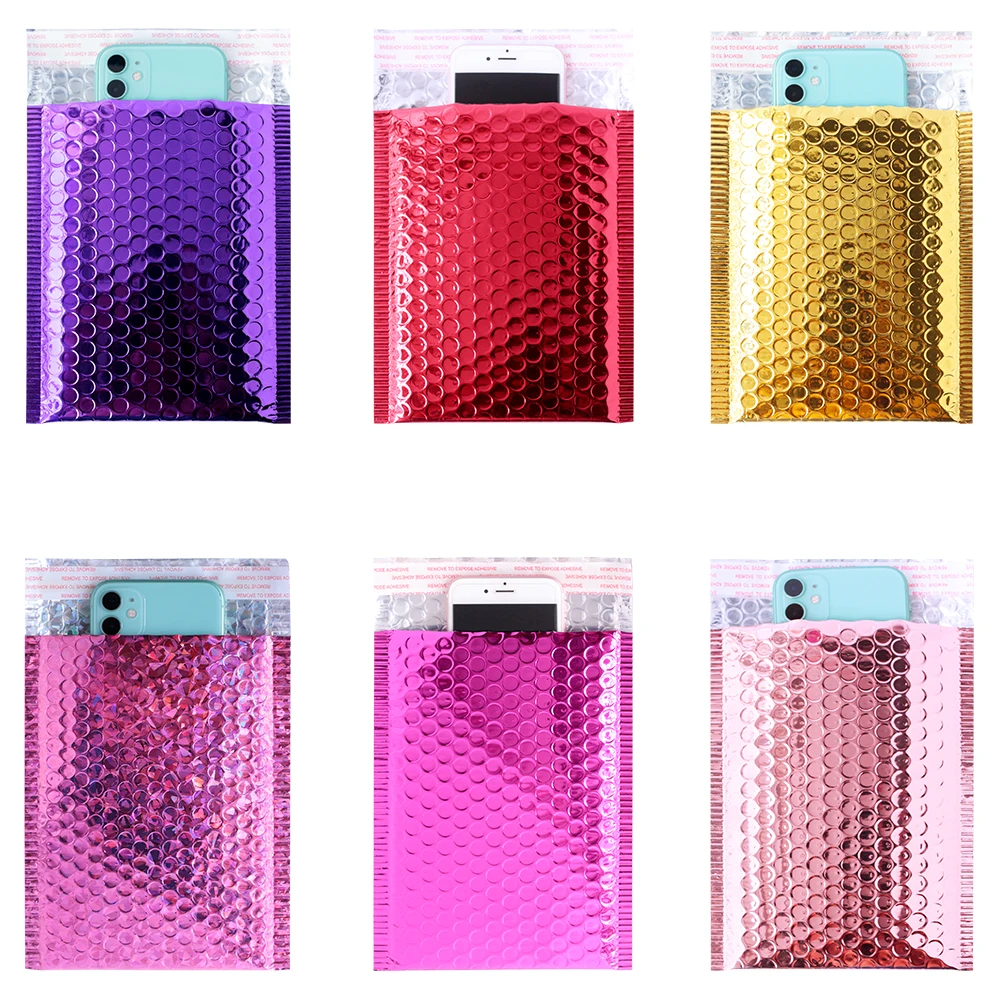 50pcs-pack-colorful-metallic-foil-padded-bubble-mailers-makeup-gift-waterproof-and-tear-proof-envelope-bags-wrap-mailing-package