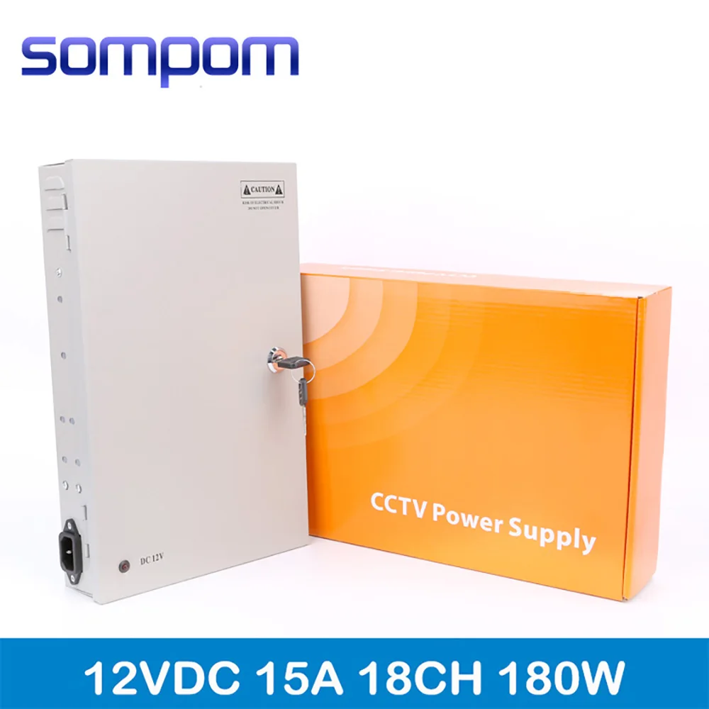 Sompom12V 15A импульсивный источник питания 18CH CCTV Блок питания для камеры коробка