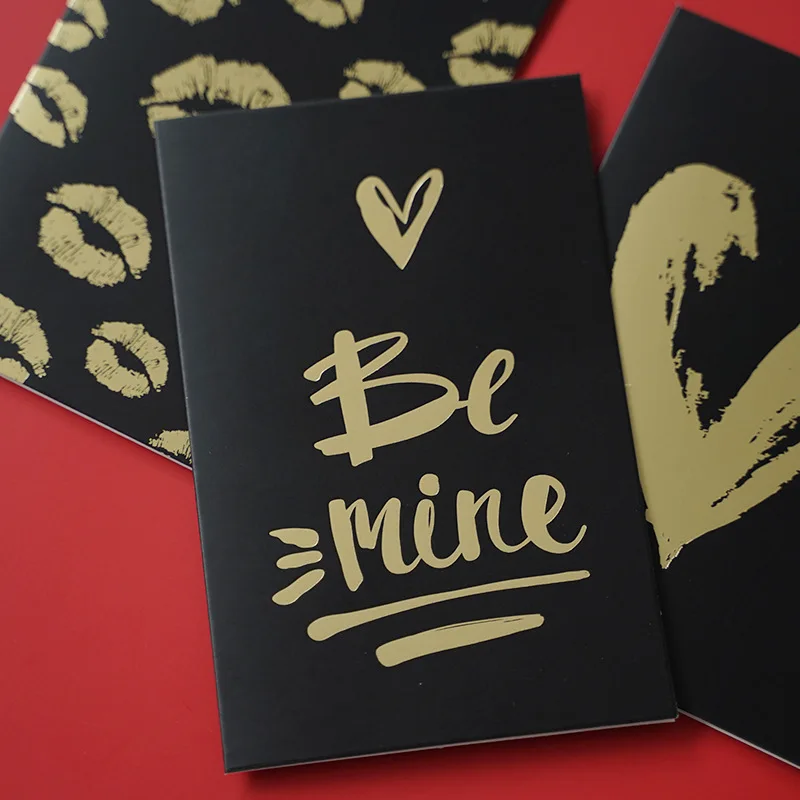 

6-I Love You Creative Bronze Black and White with Pattern Simple Folding Card with Envelope Father's Day Cards Blessing Card