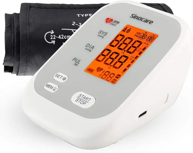 Sinocare Monitor della pressione arteriosa braccio superiore tensiometro  macchina digitale automatica BP Sphygmomanometer frequenza cardiaca impulso  2x90 memoria - AliExpress