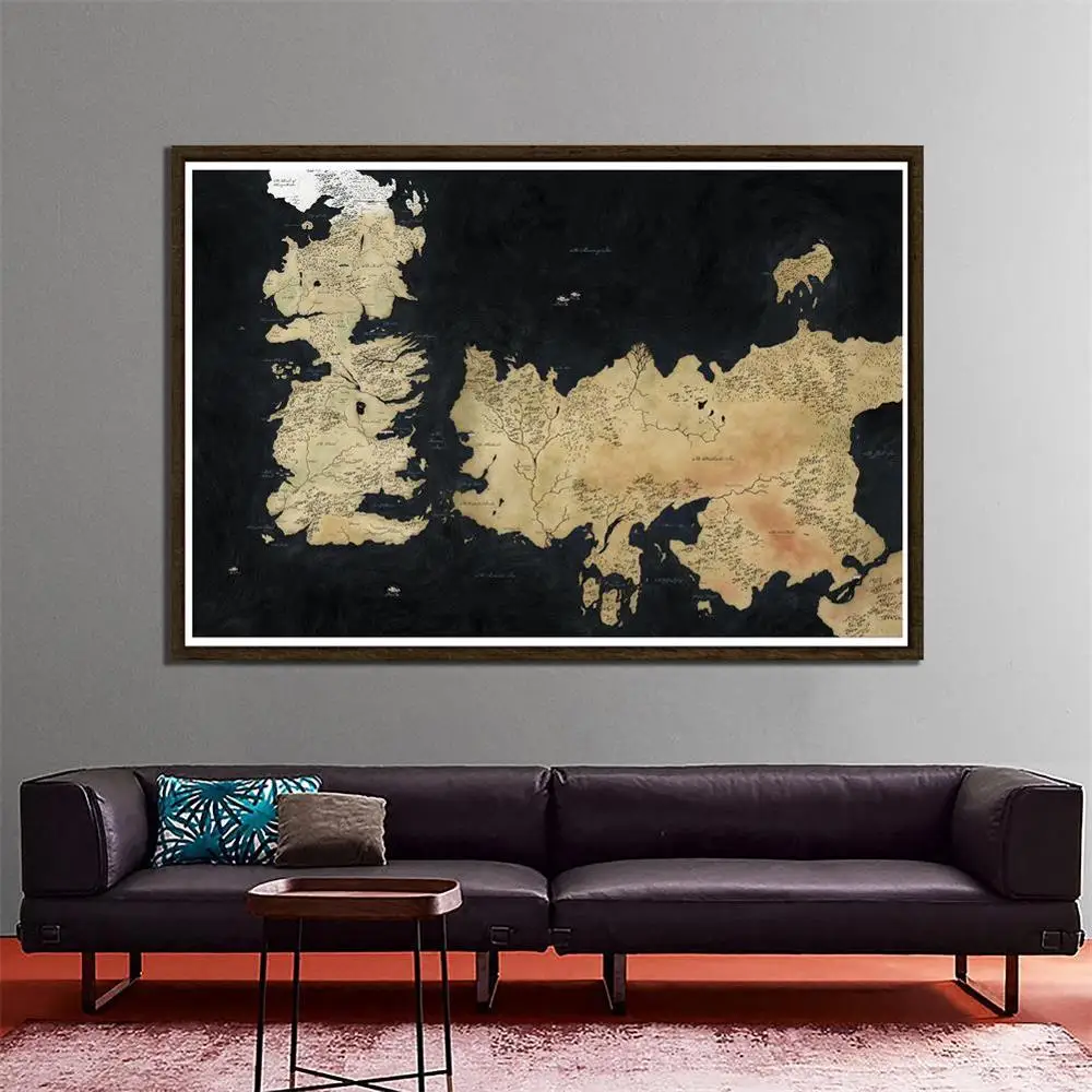 

150x100cm Games Of Thrones World Map Home Internet Cafe Wall Decor Painting Poster Photo Studio Backdrops