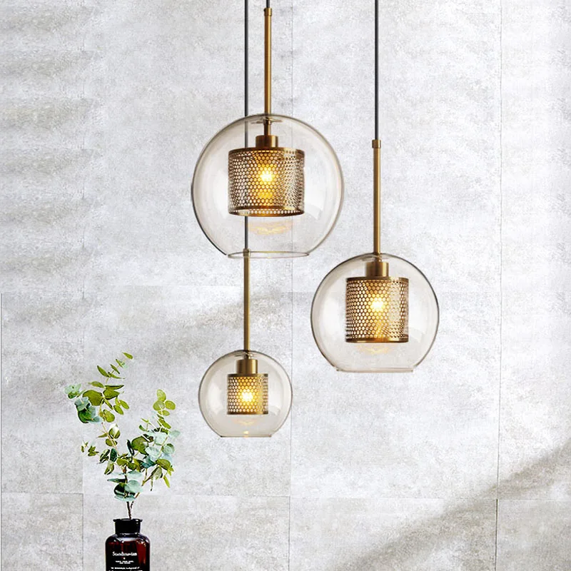 

Nordic modern round balls Pendant Lights Creative Round Moon Brass Suspension Pendant lamp for Dining room Living room drplight