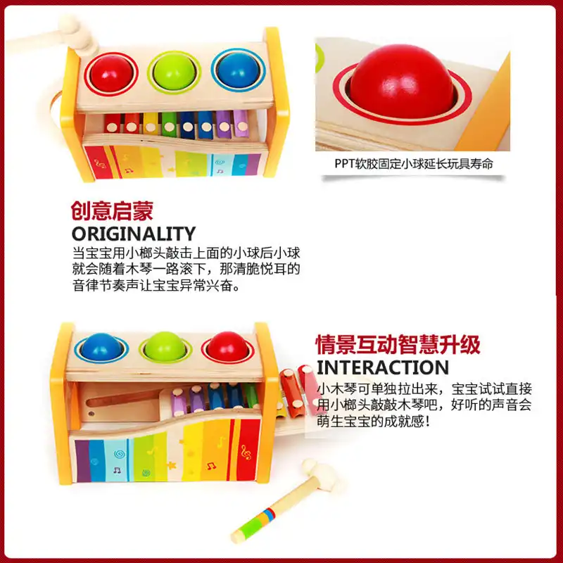 hape pound & tap bench with slide out xylophone