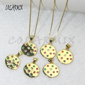 

10 pcs golden pieces pendants necklace golden metal pendants summer colors crystal jewelry necklace accessories for women 5667