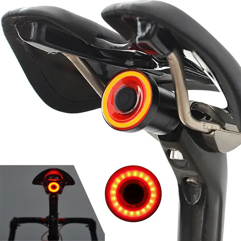 

Smart Bike Tail Light Brake Sensing USB Rechargeable IPX6 Waterproof Rear Light