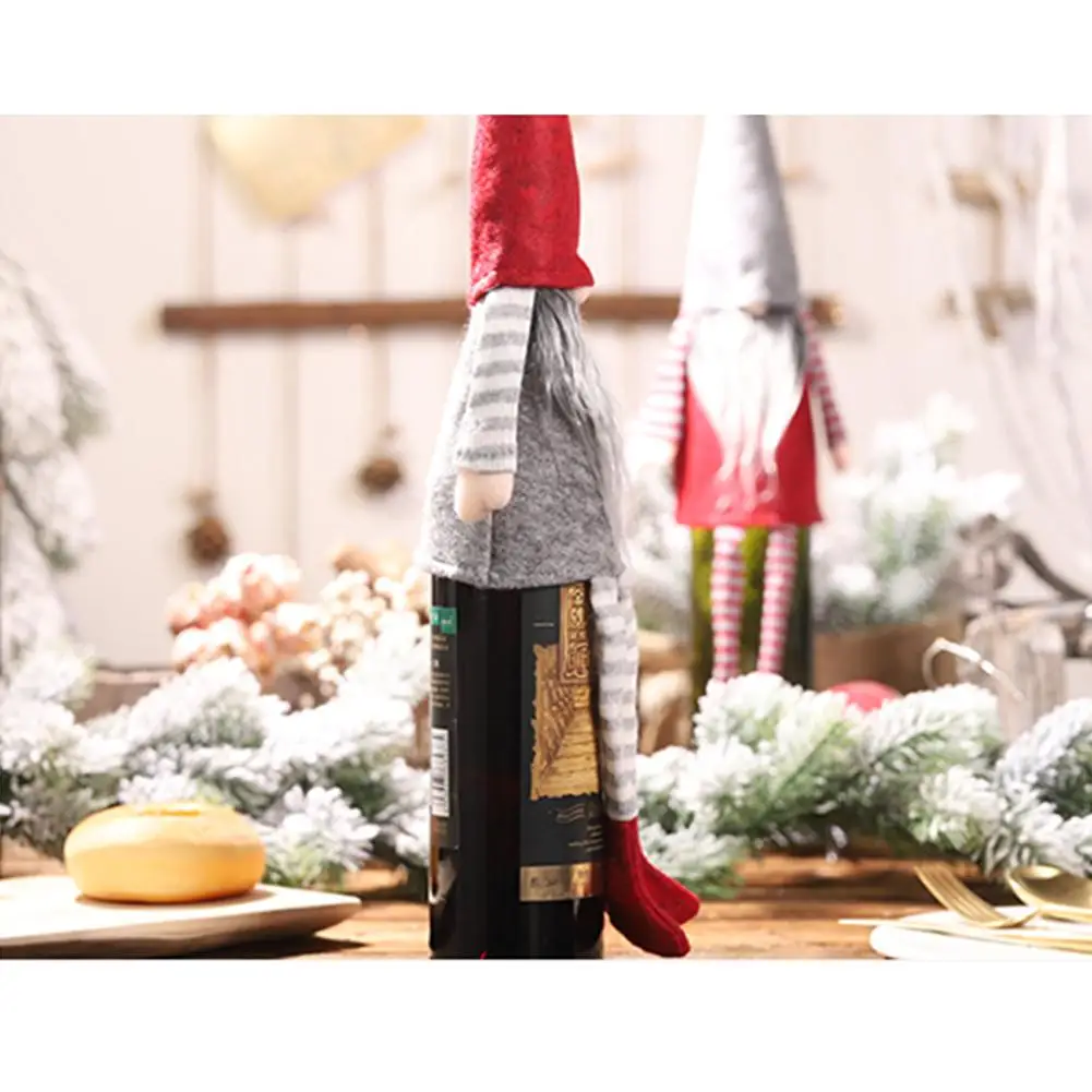 Рождественская бутылка шампанского костюм косплей украшение рождество украшение для дома безликие куклы Висячие Ноги футляр для бутылки вина