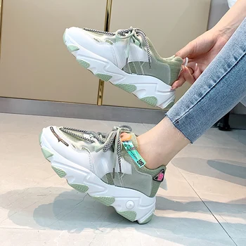 

Women's Sneakers Casual Socks Shoes 2020 Fashion Women Platform Shoes Lace Up Reflective Running Shoes Female Trainers Dad Shoes