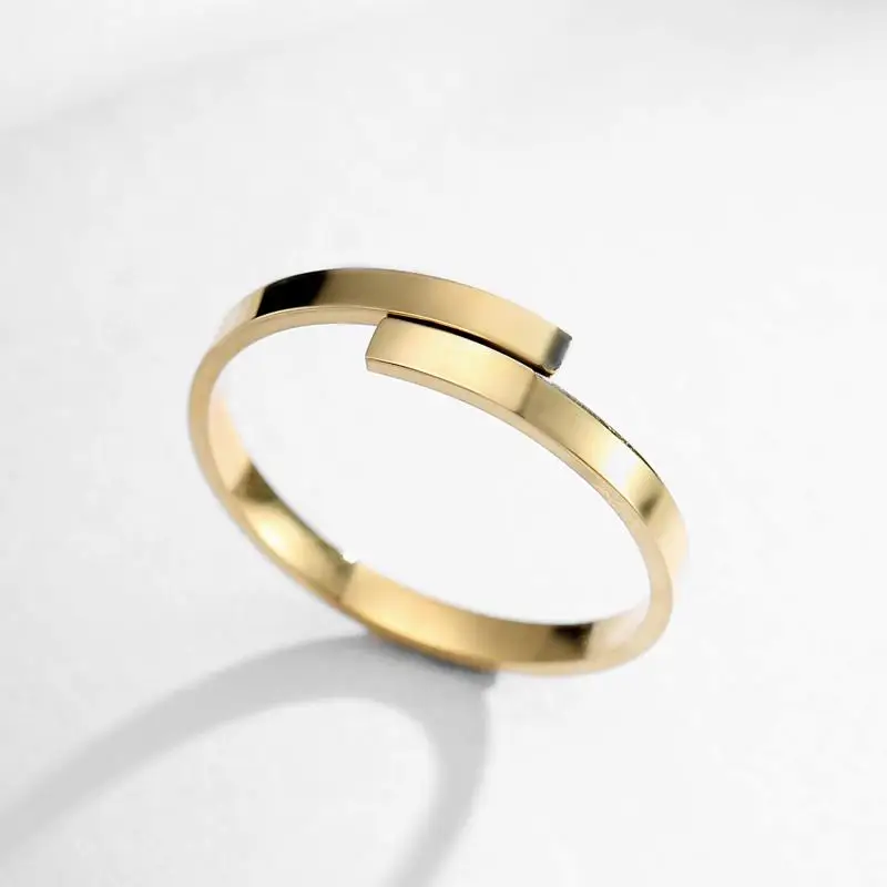 Visunion кольцо из нержавеющей стали 316L простой 2 мм Ширина золотой цвет Анти