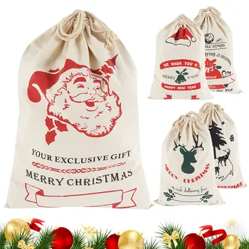 

Christmas Gift Bags New Year Santa Sacks Personalized Big Size Canvas Santa Sacks Drawstring Xmas Gift Stocking Bag Santa Claus