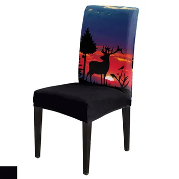 

Spandex Chair Cover Sky Deer Bear Silhouette Chair Cover Home Decor Hotel Wedding Supplies Dining Chair Cover Stretch