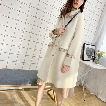 

Imitation water velvet sweater women's jacket Korean version of the long coat knit cardigan tide ladies