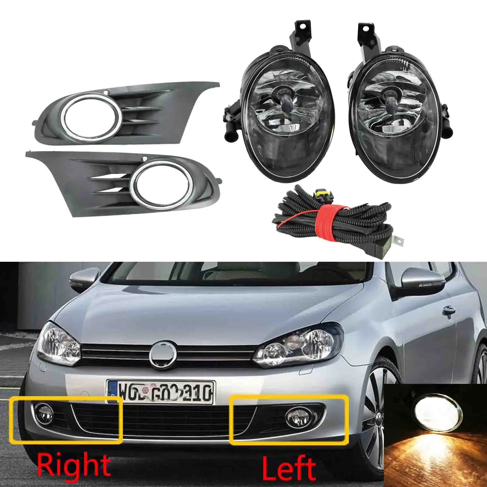 Для VW Golf 6 MK6 2009 2010 2011 2012 2013 Golf 6 Cabriolet 2012- передний противотуманный светильник противотуманная фара крышка жгут в сборе