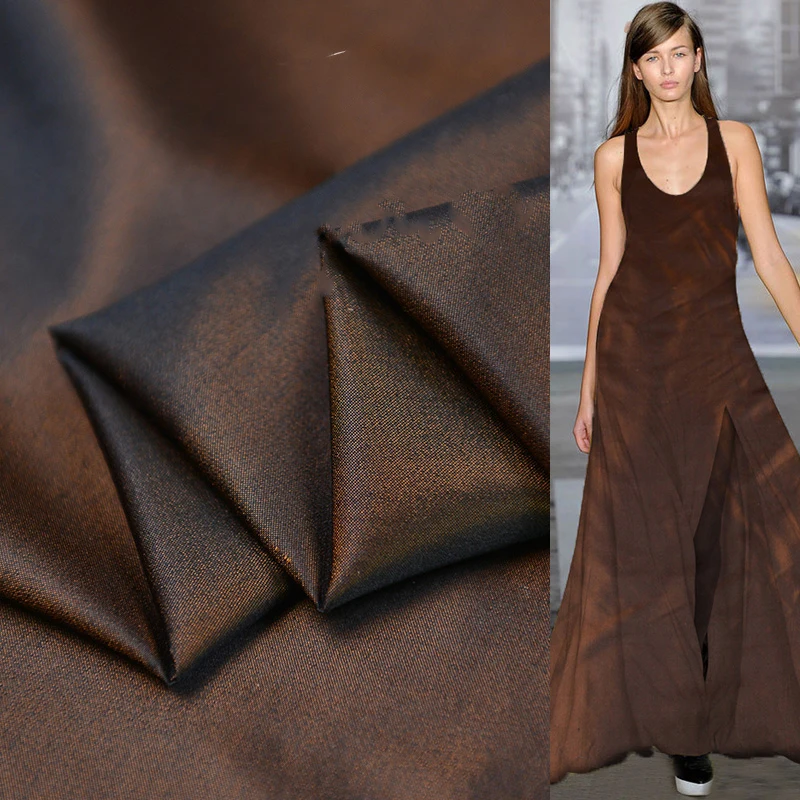 

Soft waxy bone suit dress silk double palace fabric 100% silk yarn-dyed magic color fashion noble