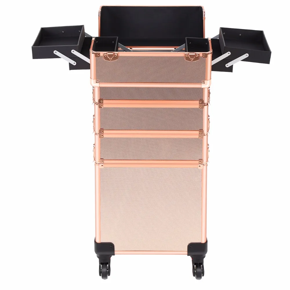 Yonntech 4 in 1 Trolley Make Up Case Hairdressing Vanity Beauty Cosmetic Box
