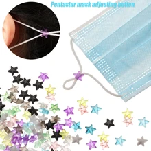 50 pçs colorido pvc silicone pentagrama cabo fechaduras não deslizamento cordão fivela drawstrings toggles rolha estrela máscara acessórios