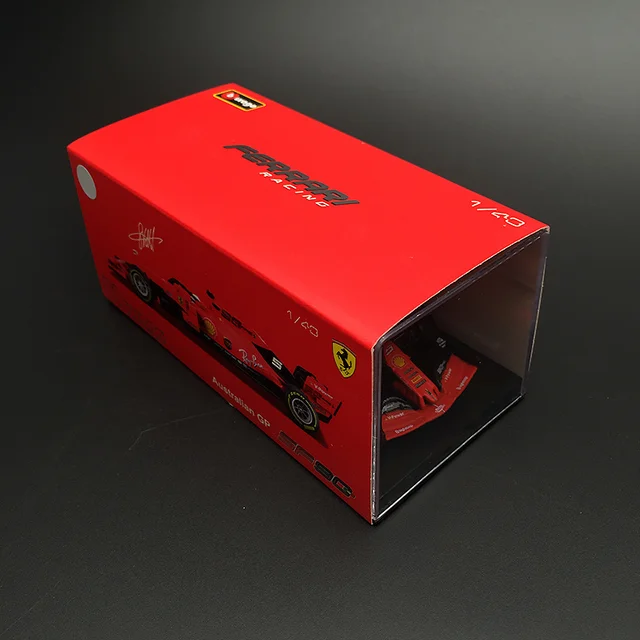 Bburago 1:43 F1 Ferrari 2019 SF90 Formula car Acrylic dust cover  simulation decoration collection gift toy die-casting model 3