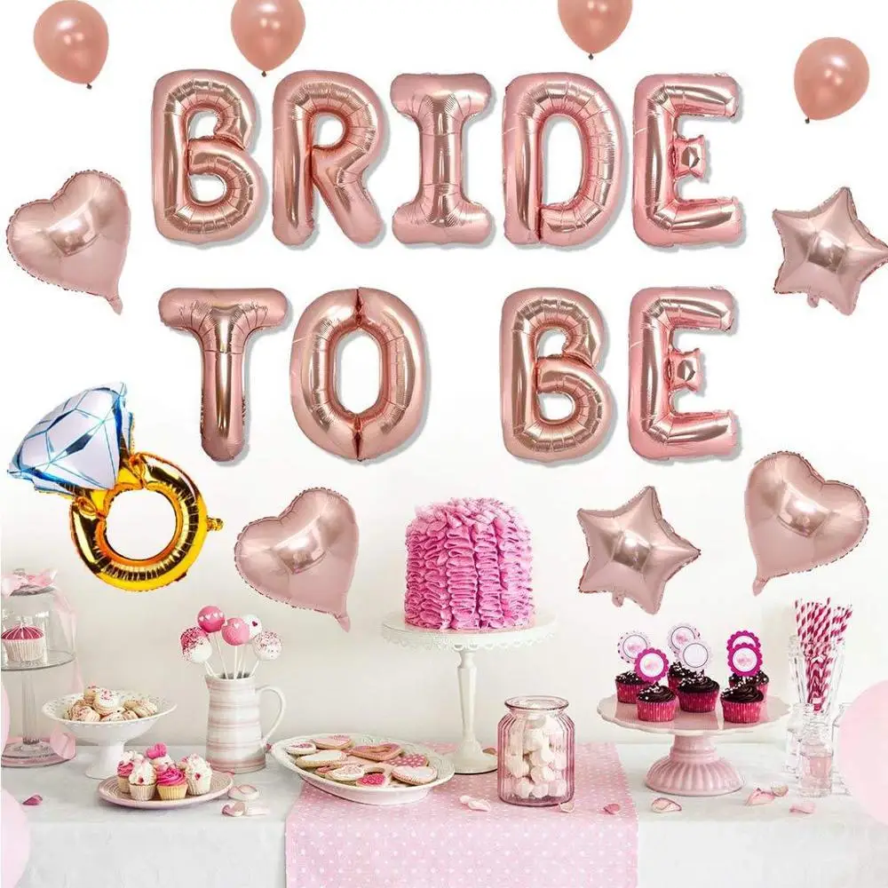 Набор шаров из розового золота с шарами для невесты сердцем звездой бриллиантами