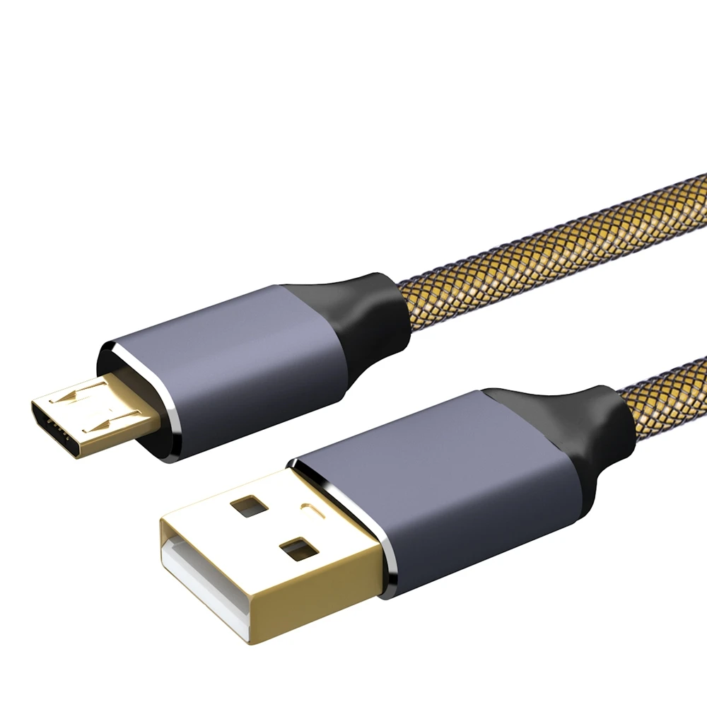 USB 2,0 Micro usb-кабель android зарядное устройство 24K позолоченный Плетеный 2.4A быстрая Синхронизация и зарядный шнур