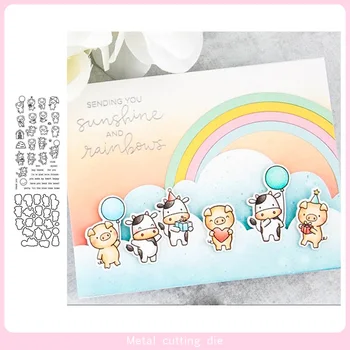 

Farmyard Little Cows Stamp and Metal Cutting Dies DIY Scrapbooking for Photo Album Decorative Silicone Clear Stamps 2019 winter