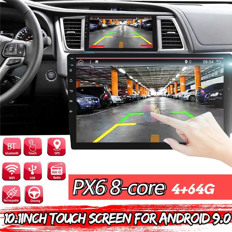 

Car GPS Navigation 10.1 Inch 1 DIN 4+64G for Android 9.0 Car MP5 Player 8 Core Touch Screen Stereo GPS bluetooth FM AM Radio
