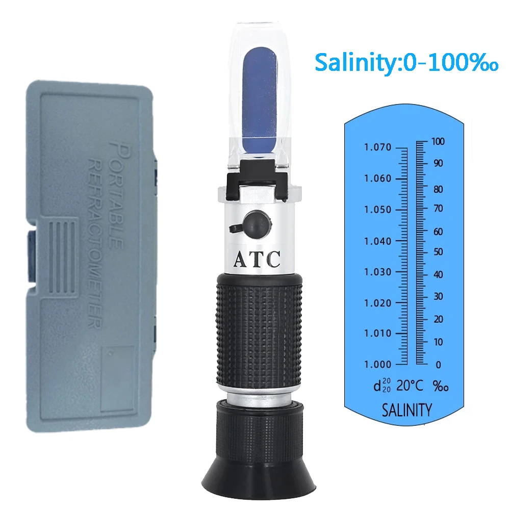 

0~100 â€° Salinometer Hand Held Salinity Refractometer Salt Water Concentration Tester Saltwater Refractometers For Sea Aquarium