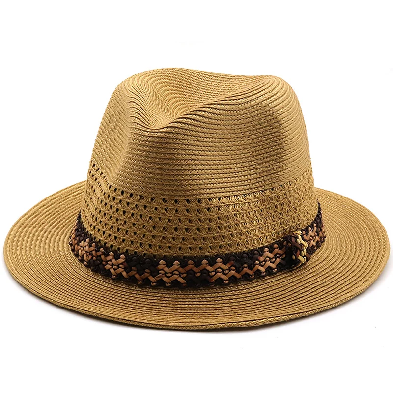 

Summer unisex New Ribbon sun hat casual vacation Panama Topper hat straw hat women Beach jazz men hats Foldable Chapeau