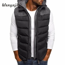 Wenyujh зимнее пальто жилет Мужская теплая куртка без рукавов повседневный жилет хлопковое пальто с капюшоном 5XL плюс размер пуховик мужской жилет