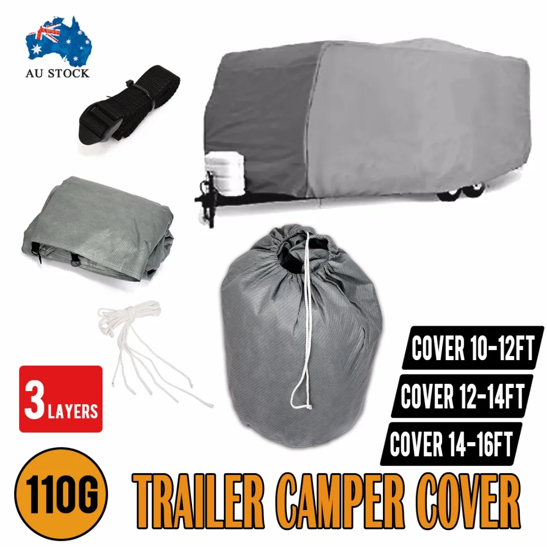 

10-12ft/12-14ft/14-16ft Camper Trailer Cover Caravan Tailer Towing Hitch Cover Waterproof Anti UV Rain Snow Dust Protecter