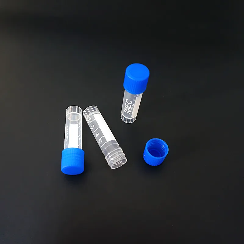 500pcs/lot 1.8ml(2ml) cryovial Cryopreservation tube Cryogenic Vials Plastic reagent bottle with Silica gel washer