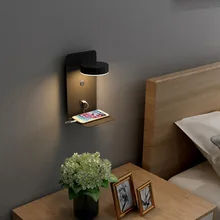 

Bedside Wall lamp With Switch USB Charging Black Room Decor Home lighting Bedroom living Lamp Aisle Reading Sconce AC90-260V