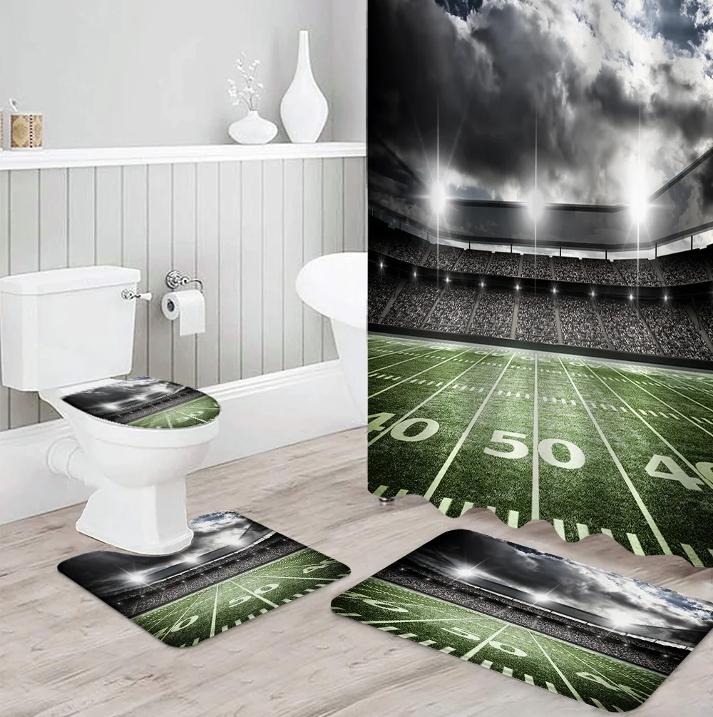 Football Field Night Stadium Lights Waterproof Polyester Shower Curtain And Hooks 90x180 Cm 82％以上節約