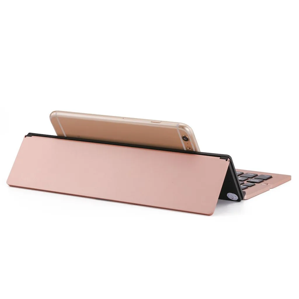 A0538-1 портативная мини складная клавиатура, Traval Bluetooth Складная Беспроводная клавиатура для iphone, Android телефона, планшета, ipad, ПК - Цвет: Rose Gold