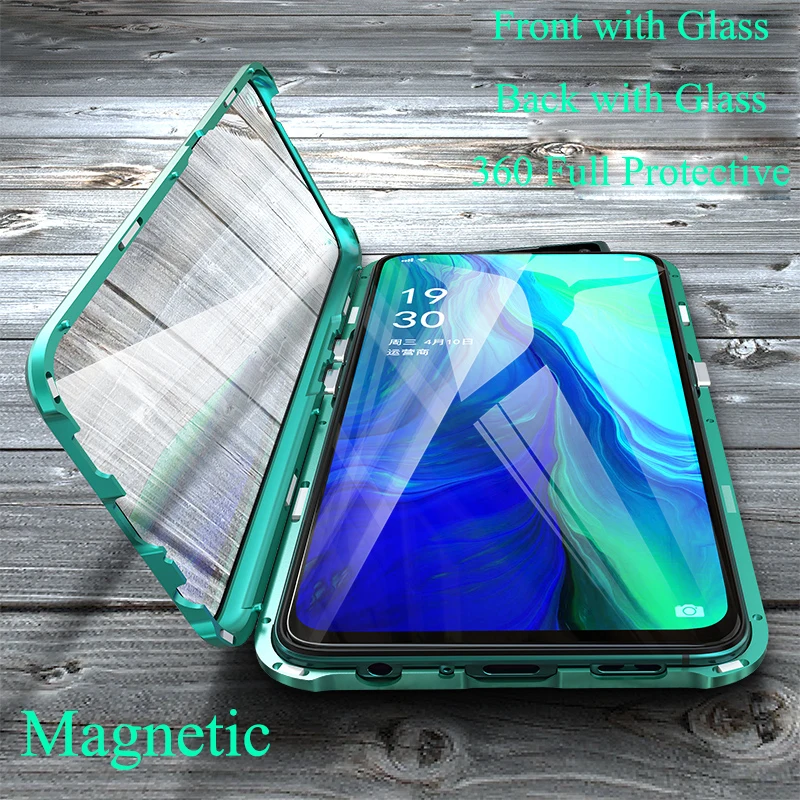 Магнитный чехол OPPO Reno 10X 2 Z ACE двухсторонний стеклянный Realme X2 Pro X XT Q 3 5 A9 K3 K5 F11 R17 R15X