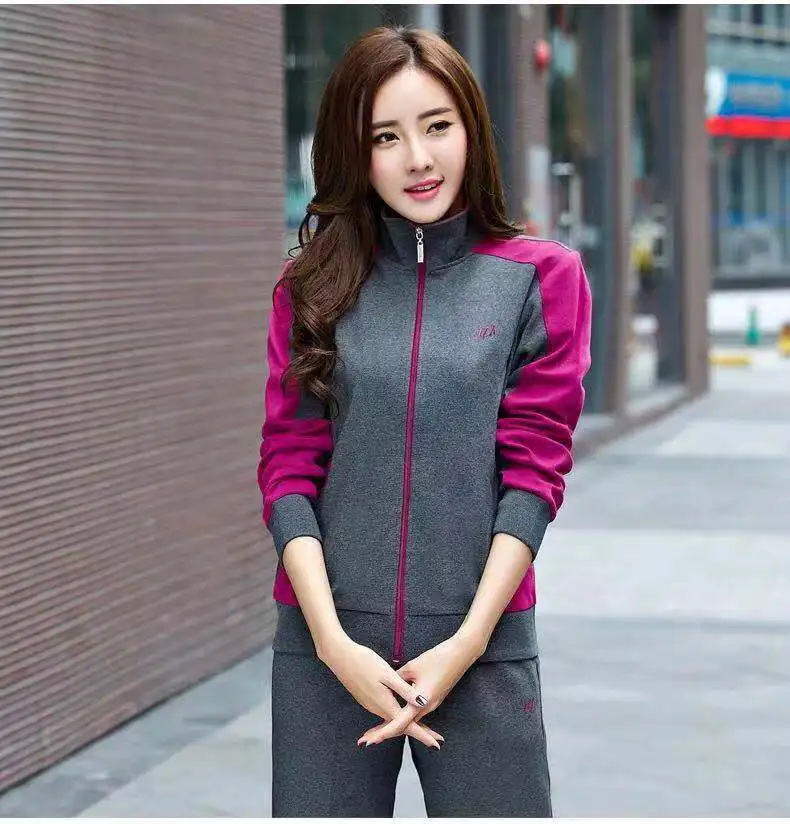 

Middle-aged Large Size Women's Two-Piece Set Spring And Autumn Morning Run Athletic Clothing Middle-aged Sports Clothing WOMEN'S