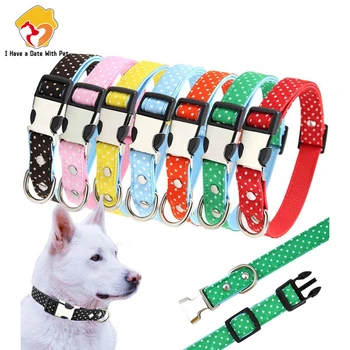 

Adjustable Dog Collar Dot Polyester Padded Leather Puppy Cat Collars For Small Medium Large Dog Pet Harness S/m/l Dropshipping