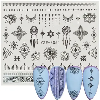 

1pc Beautiful Fashion Lace Water Transfer NEW Black Henna Nail Art Tattoo Sticker Watermark Temporary Decal Nail Art Decoration