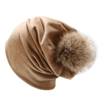 

Beanie Gorros Mujer Invierno Winter Hats for Women Swan Down Hat Lady Pure Color Pom Pom Pile Outdoor Casual Windproof Warm Caps